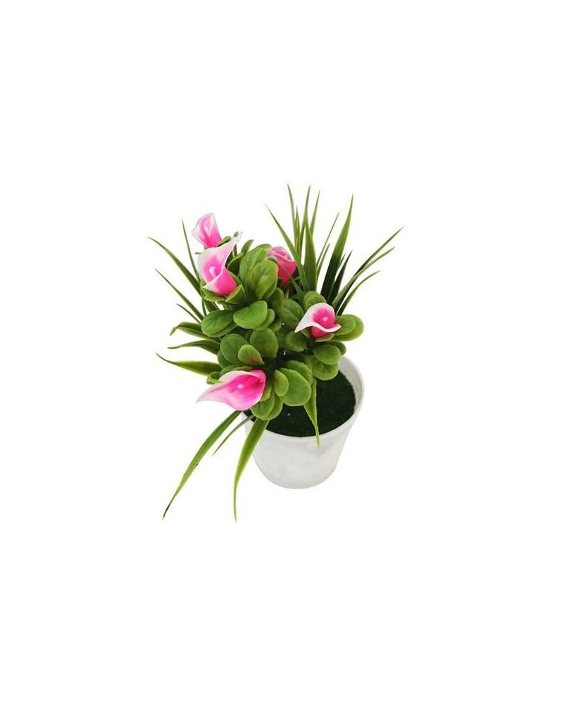 Plastic Artificial Bonsai Faux Plant Fake Potted Flower-Pink