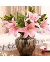 3 Heads Artificial Fake Lily Flowers Bouquet Home-Light Pink