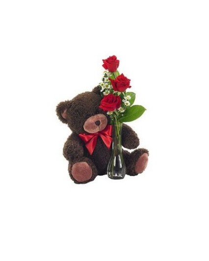 Bear Bud Vase Roses