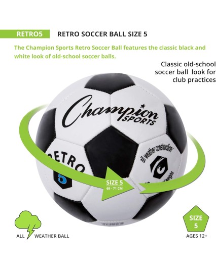 Champion Sports Retro Soccer Ball - Sizes 3, 4, 5